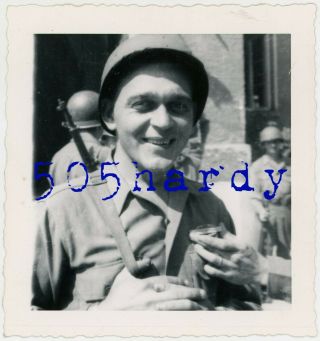 Wwii Us Gi Photo 66th Infantry Regiment Gi Showing Off His Cib Lauingen Germany