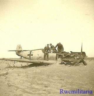 Best German Troops Inspect Shot Down Me - 109 Fighter Plane In Field