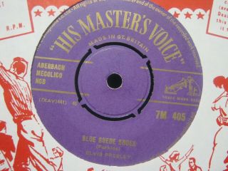 Record 7” Single Elvis Presley Blue Suede Shoes Purple His Masters Voice 3471