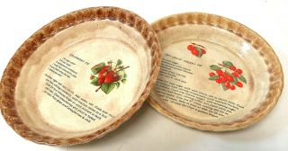 Vintage 10.  75 " Ceramic Deep Dish Cherry & Strawberry Pie Recipe Pie Plates