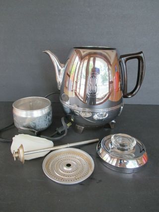 Vintage General Electric Chrome Percolator Ge 33p30 Pot Belly 9 Cup Coffee Maker