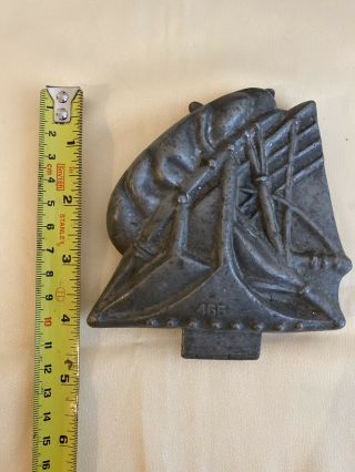 Rare Antique Vintage Pewter Boat Ice Cream Mold 465 See Pic 2