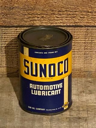 Vintage Sunoco Motor Cup Grease Automotive Lubricant 1 Lbs.  Metal Can Container