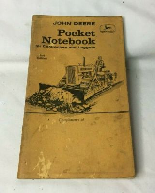 1960 - 1961 John Deere Pocket Notebook For Contractors & Loggers Ledger Companion