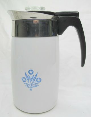 Corning Ware Blue Cornflower Coffee Pot Percolator 10 Cup With Cord Good