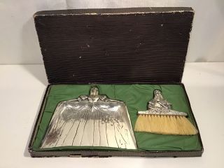 Vintage.  Madame Du Barry Metal Table Brush And Pan With Box.  Japan 563