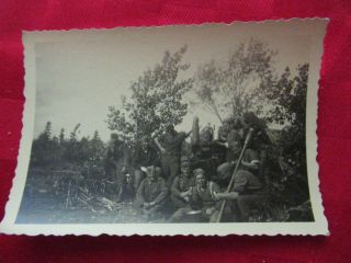 Wwii German Photo Combat Soldiers W/ 15.  5cm Arty Supply Wagon