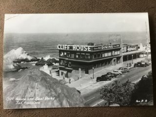 San Francisco Ca Cliff House Restaurant Real Photo Postcard Old Cars California