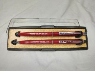 Vintage PaperMate Pen & Pencil Set Red & Silver Double Heart Wiemuth 2