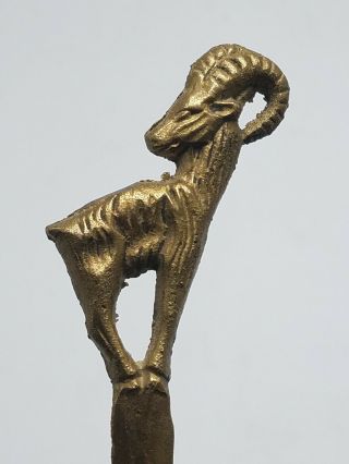 Vintage Cast Brass Figural Ram Billy Goat Letter Opener 7 " Long
