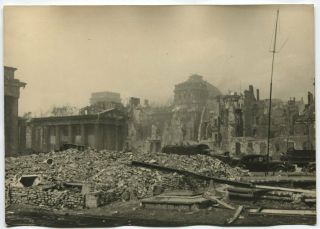 Wwii Press Photo: Ruined Berlin Center & Reichstag View,  May 1945