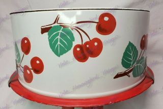 1940 ' s Vintage Metal Decoware Cherries Cherry Cake Saver Carrier 2