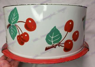 1940 ' s Vintage Metal Decoware Cherries Cherry Cake Saver Carrier 3