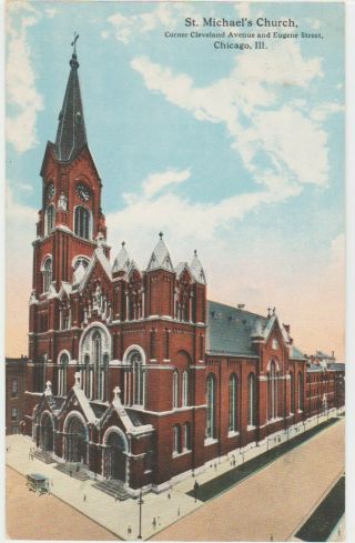 Chicago,  Il St Michael Catholic Church In Old Town Postcard Cleveland Ave Saint