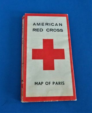 Vintage 1944 Wwii American Red Cross Map Of Paris,  France