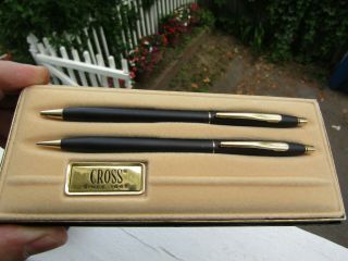 Vintage Cross Classic Black Ball Pen & Pencil Set 2501