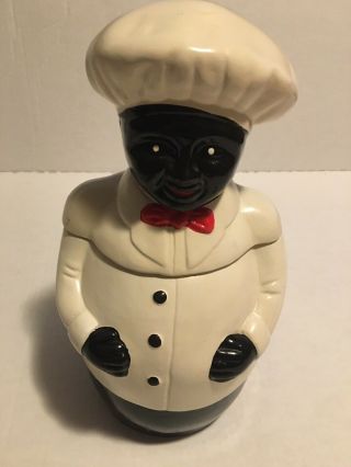 Vintage Black Americana Chef Cookie Jar 12” Y’all,  Ceramic Cond