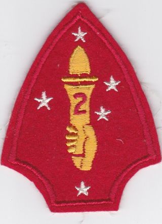 Wwii Wool Usmc 2nd Marine Division Yellow Hand Patch