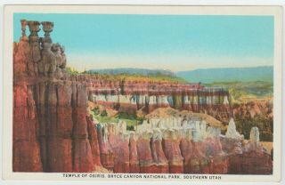 Bryce Canyon National Park Ut Temple Of Osiris Postcard Vintage Old Rocks View