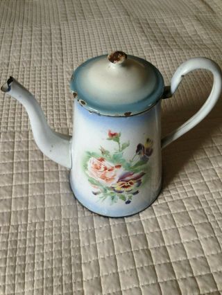 French Vintage Enamel Coffee Pot 1940s