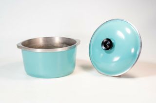 Vintage Club Aluminum Cookware Large Roaster Dutch Oven Pan Turquoise Blue Teal