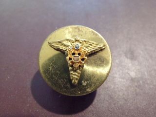 Wwii Us Army Medical Collar Brass Disk Pin Military Medic Uniform Insignia Sb