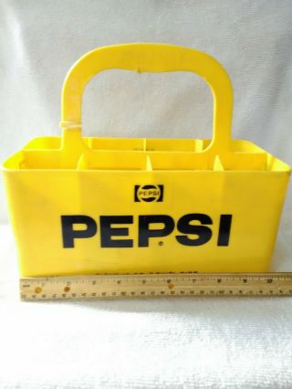 Vintage Pepsi Yellow Plastic 8 Pack Bottle Carrier Crate Holder For 16oz Bottles