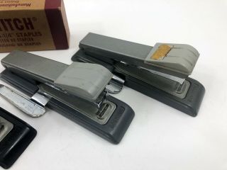 4 Vintage Bostitch Staplers & B8 Staples Retro Office Desk Metal Gray 3