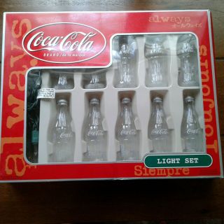 Coca Cola 10 String Light Set White Clear Frosted Plastic Coke Bottles Vintage
