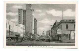 Columbia,  Sc South Carolina Old Postcard,  Main Street Scene,  Coca - Cola