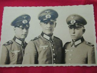 Wwii German Photo Pc Studio Shot Of Soldiers W/ 104th Regt Boards