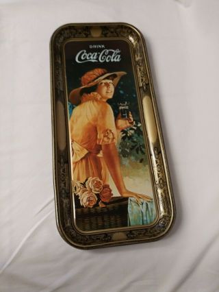 Coca Cola Serving Tray Vintage Large Metal Tin Ww1 Girl 1916 Advertisement