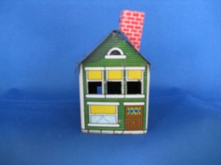 Antique Tin Toy 2 Story House Candy Container 1914 West Bros.  Village Buildings