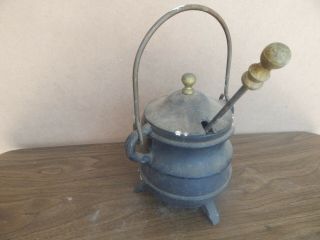 Mini Kettle Cauldron Pot Vintage Antique Cast Iron Footed Black