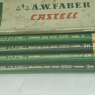 Vintage A.  W.  Faber Castell Drawing Lead In Tin 3H 4H And H 2