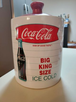 Coca Cola Big King Size Ice Cold Ceramic Cookie Jar Coke Decor Gift