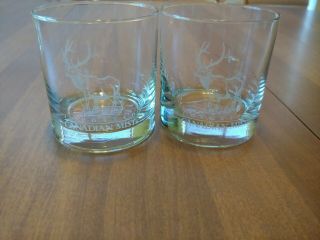 Imported Canadian Mist Elk Etched Whiskey Glasses Set Of 2