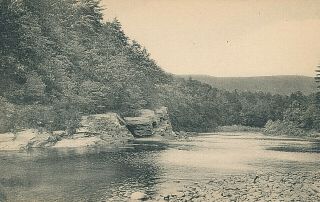 The Old Swimming Hole On The Loyalsock Near Williamsport,  Pa.  People On Rocks.