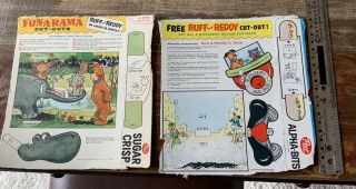 Vintage Post Alpha - Bits Cereal Box Cut - Outs Ruff And Reddy Hanna Barbera 1958