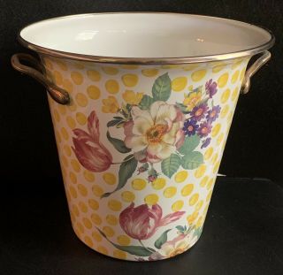 Mackenzie Childs Buttercup Enamel Wine Cooler Planter Ice Bucket With Handles