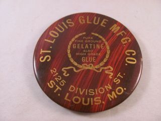 Antique Vintage Advertising Pocket Mirror St Louis Glue Mfg Mo Celluloid 4 In