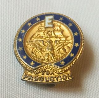 Ww2 Wwii Us Navy " E " Excellence For Production Award Pin Sterling Silver
