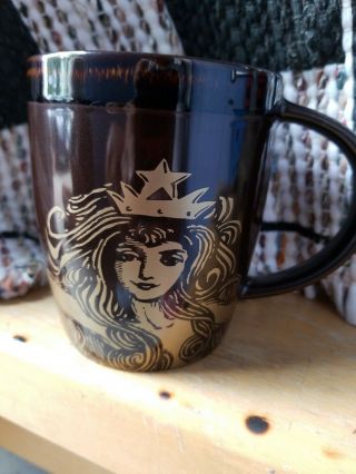 2012 Starbucks Coffee Mug Tea Cup Gold Mermaid Siren Anniversary Bone China
