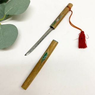 Vintage Miniature Japanese Samurai Katana Sword Bamboo Letter Opener,  Tassel