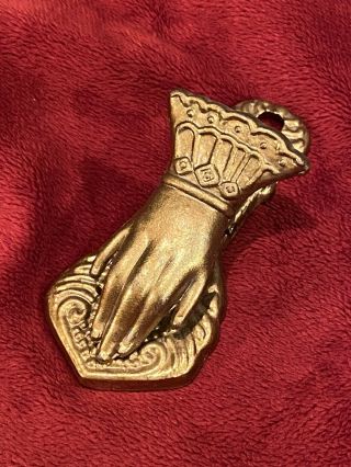 Vintage Brass Hand Receipt Paper Clip Holder.