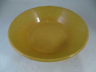 Antique Yellow Ware Pottery Stoneware Mixing Center Bowl Dish 10.  25 " Wide Vtg