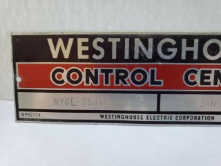 1950 ' s Vintage WESTINGHOUSE ELECTRIC CORPORATION CONTROL CENTER SIGN 2