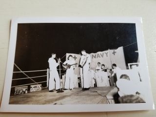 Uss Bountiful Ah - 9 Ww2 Hospital Ship Photograph - Crew Band Guitar Accordion Usn