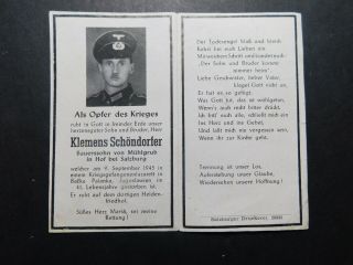 Ww2 German Death Card; Died In Captivity.  - - 527