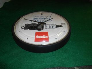 Autolite Spark Plugs Wall Clock 14 " Round Plastic Battery Run